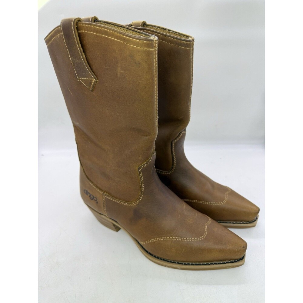 Dingo Womens Gaucho Western Boots Brown Stacked Heel Pointed Toe Size 6 D1825